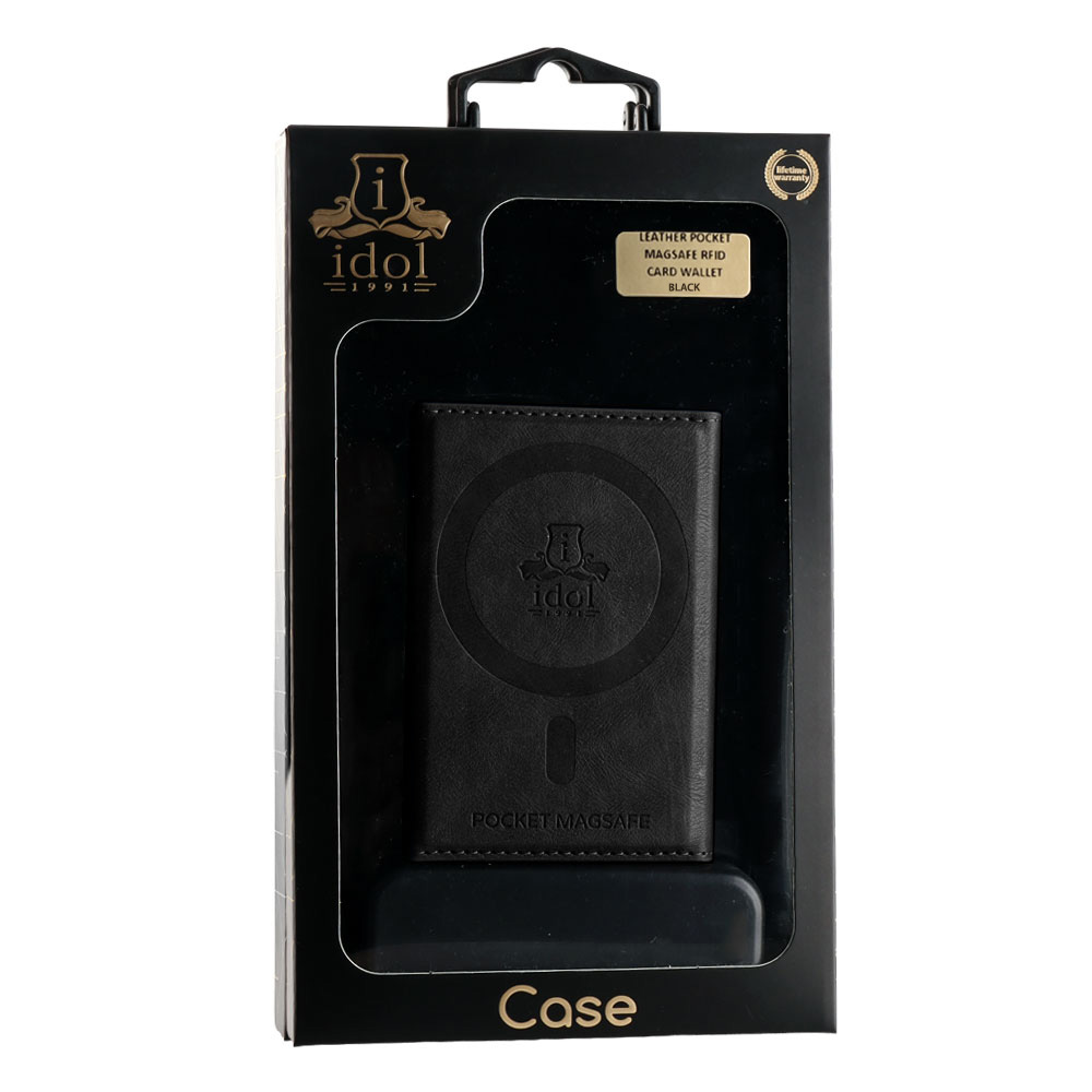 IDOL 1991 LEATHER POCKET MAGSAFE ANTI-RF CARD WALLET BLACK - Image 2