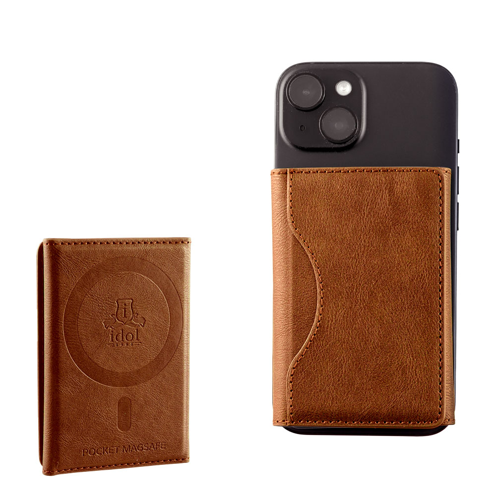 IDOL 1991 LEATHER POCKET MAGSAFE ANTI-RF CARD WALLET CAMEL - Image 12