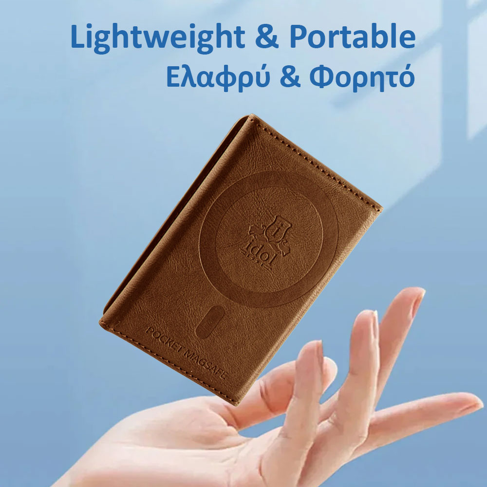 IDOL 1991 LEATHER POCKET MAGSAFE ANTI-RF CARD WALLET CAMEL - Image 4