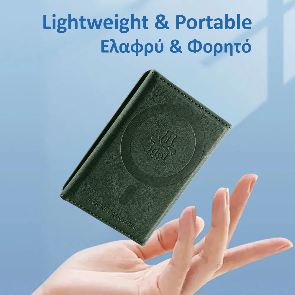 IDOL 1991 LEATHER POCKET MAGSAFE ANTI-RF CARD WALLET GREEN - Image 4