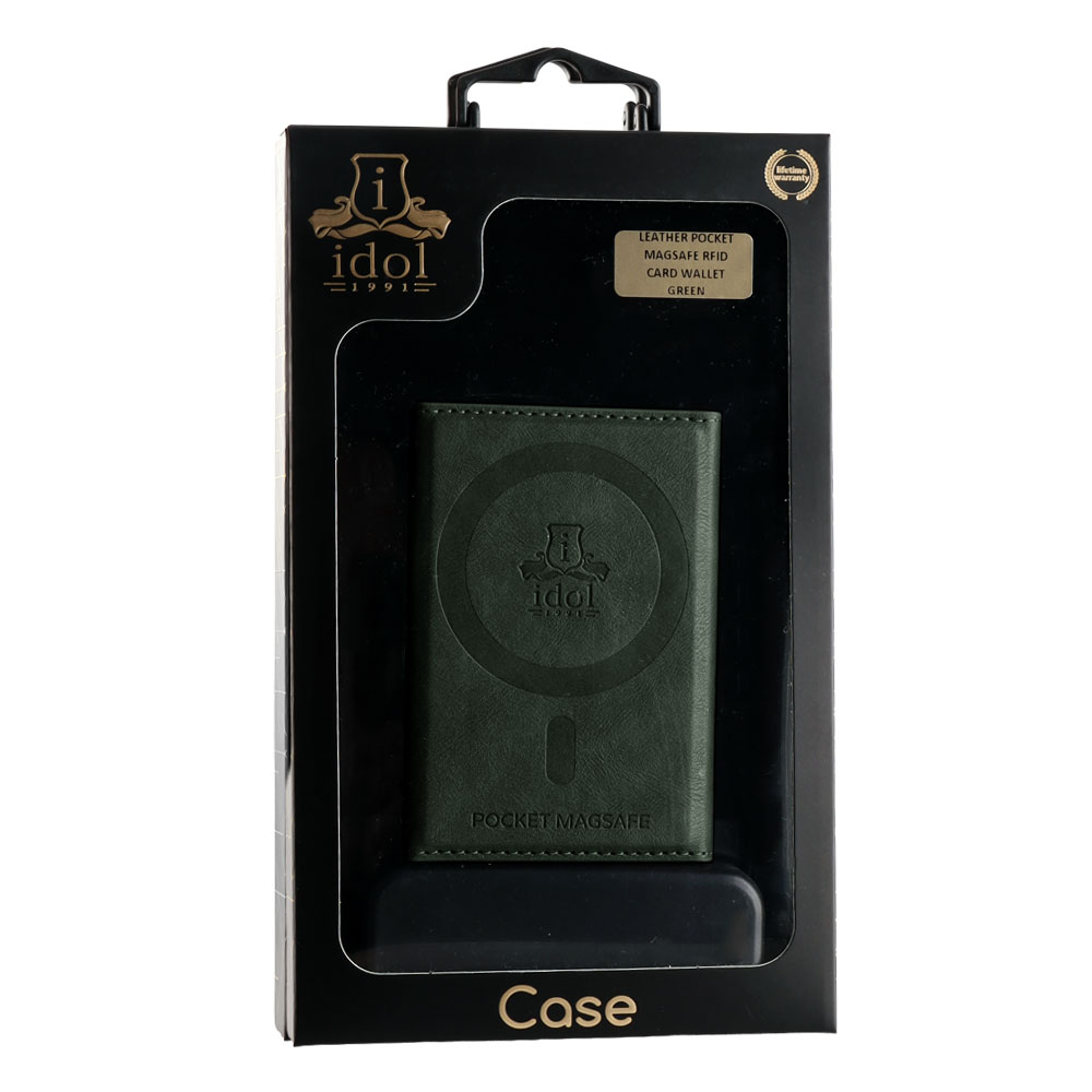 IDOL 1991 LEATHER POCKET MAGSAFE ANTI-RF CARD WALLET GREEN - Image 2