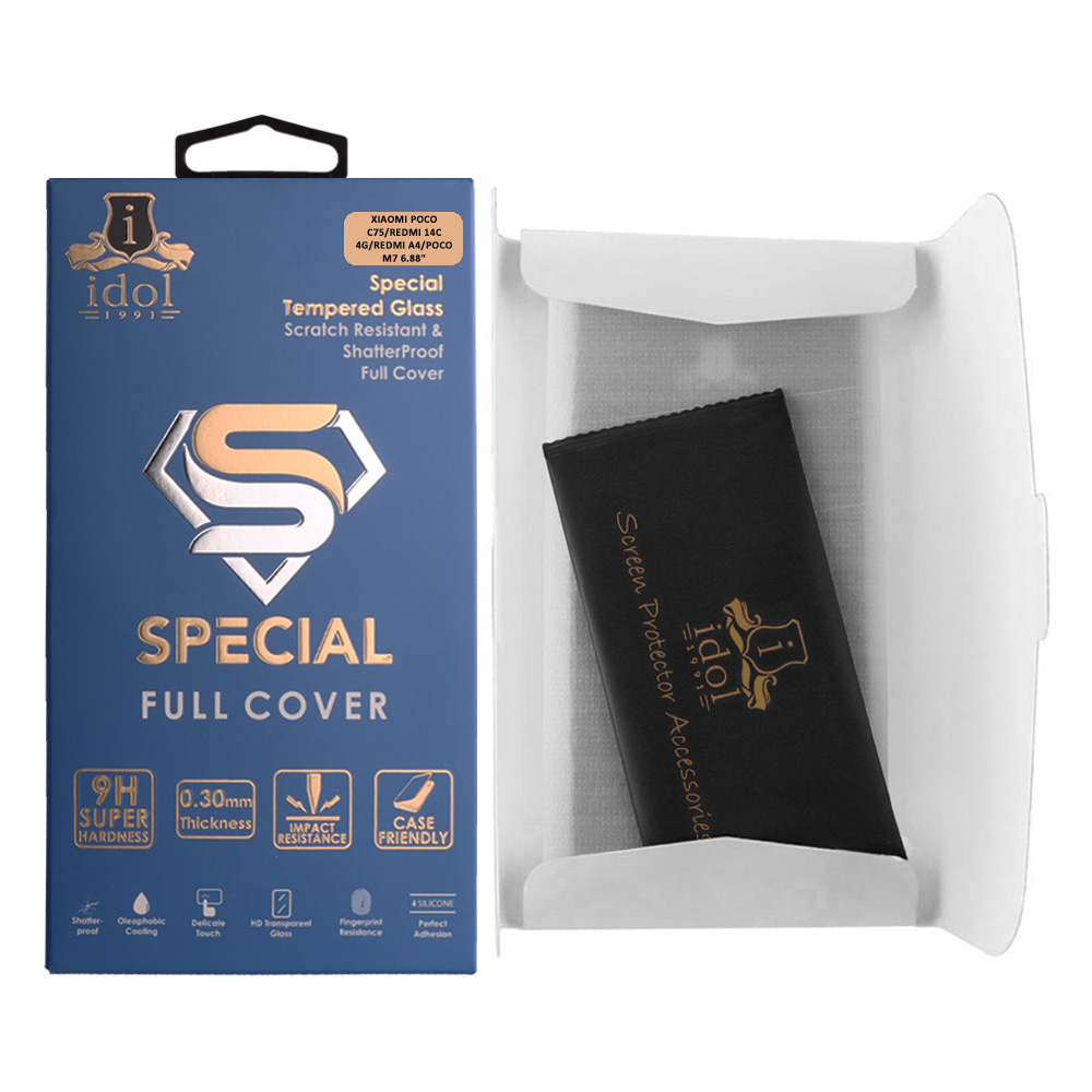 IDOL 1991 TEMPERED GLASS XIAOMI POCO C75/REDMI 14C 4G/REDMI A4/POCO M7 6.88" 9H 0.25mm SPECIAL FULL COVER FULL GLUE BLACK - Image 3
