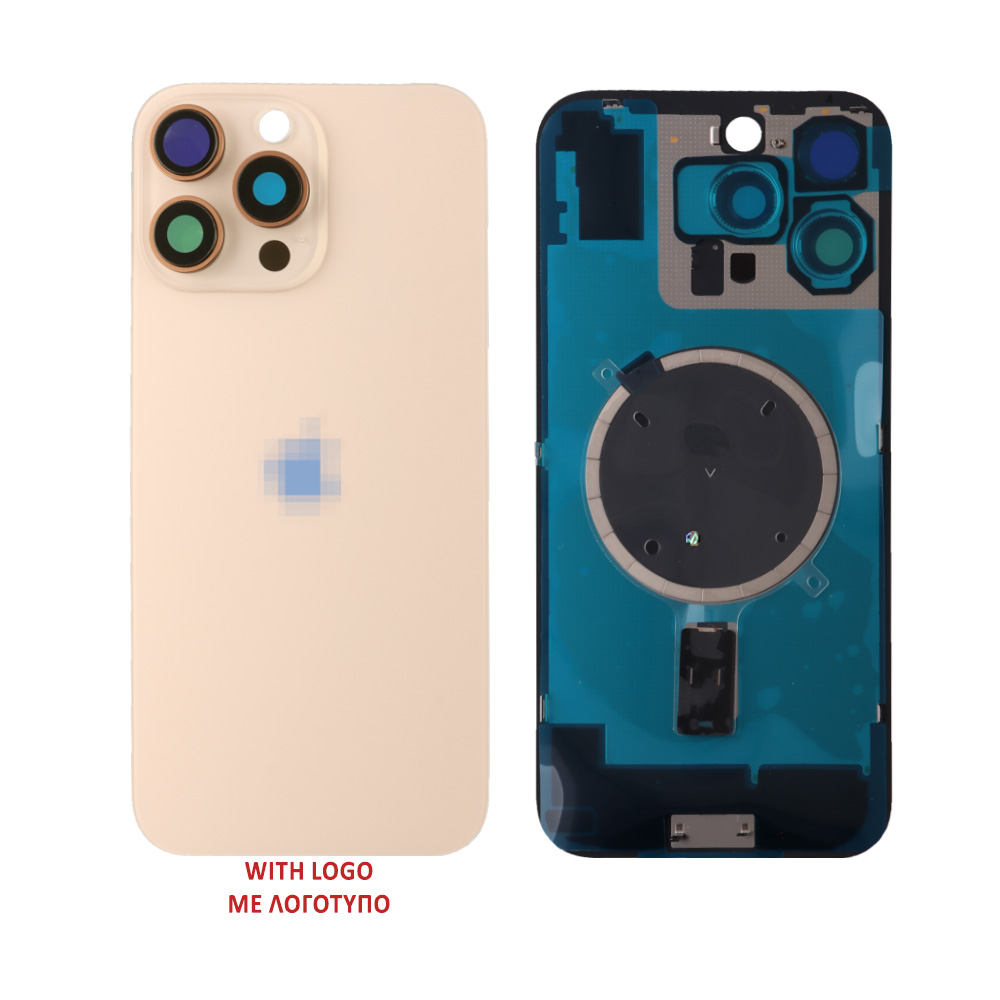 FOR IPHONE 16 PRO MAX BATTERY COVER + CAMERA LENS + METAL PLATE + MAGSAFE TITANIUM DESERT