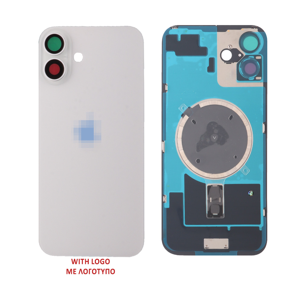 FOR IPHONE 16 PLUS BATTERY COVER + CAMERA LENS + METAL PLATE + MAGSAFE BLACK