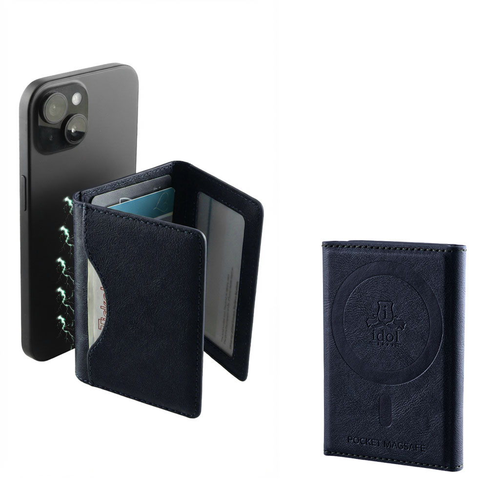 IDOL 1991 LEATHER POCKET MAGSAFE ANTI-RF CARD WALLET BLUE