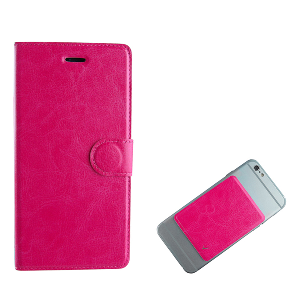 VOLTE-TEL ΘΗΚΗ UNIVERSAL 4.5"-5.1" LEATHER BOOK 3M MAGNET PINK - Image 4