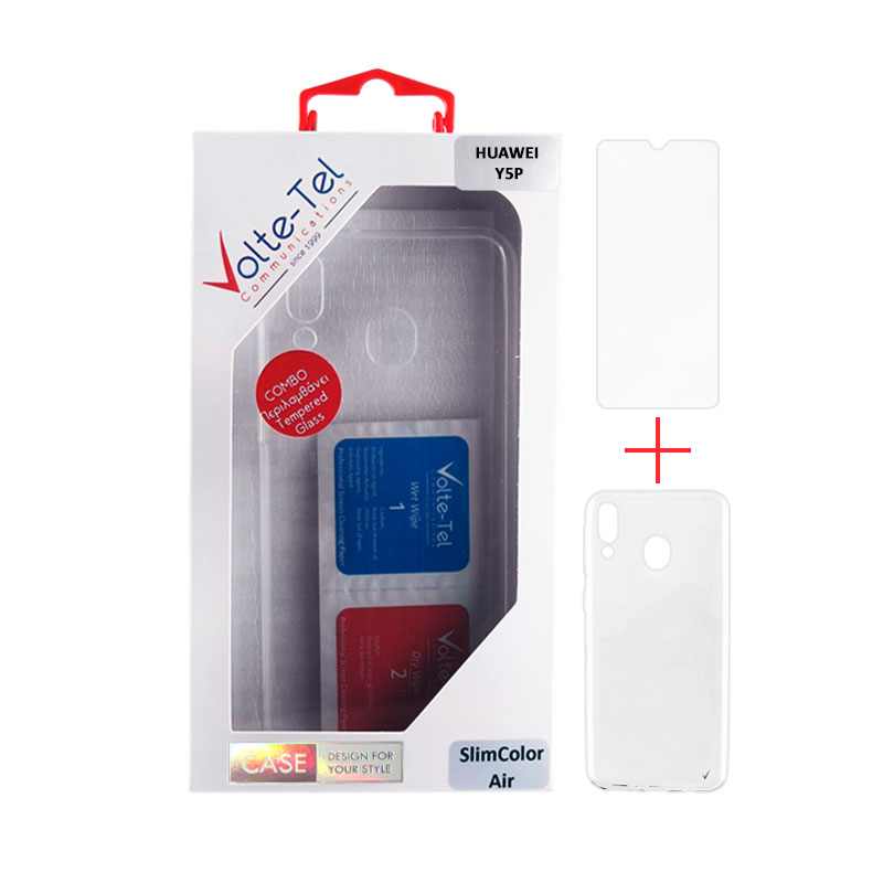 VOLTE-TEL COMBO HUAWEI Y5P 5.45" TEMPERED 0.30 + ΘΗΚΗ SLIMCOLOR AIR WHITE - Image 4