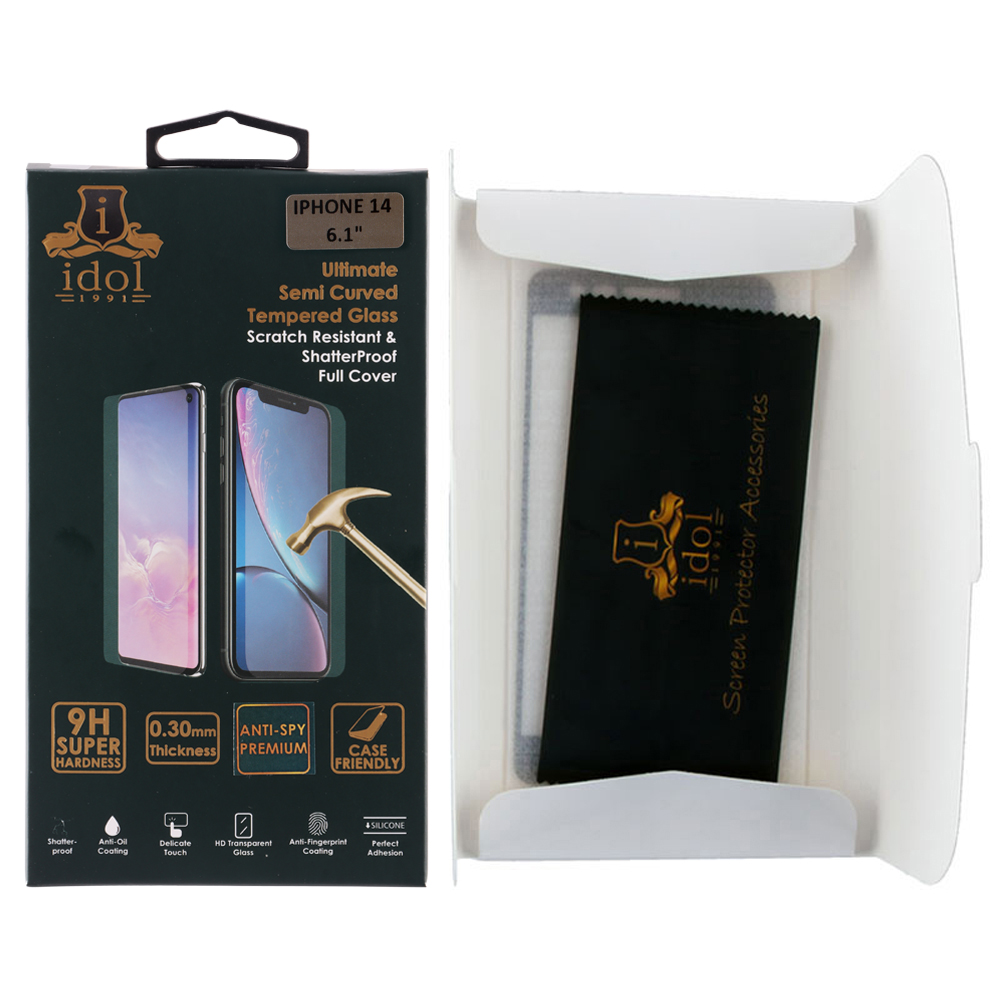 IDOL 1991 SPECIAL TEMPERED GLASS IPHONE 14 6.1in 9H 0.25mm FULL GLUE SEMI CURVED FULL COVER BLACK - Image 2