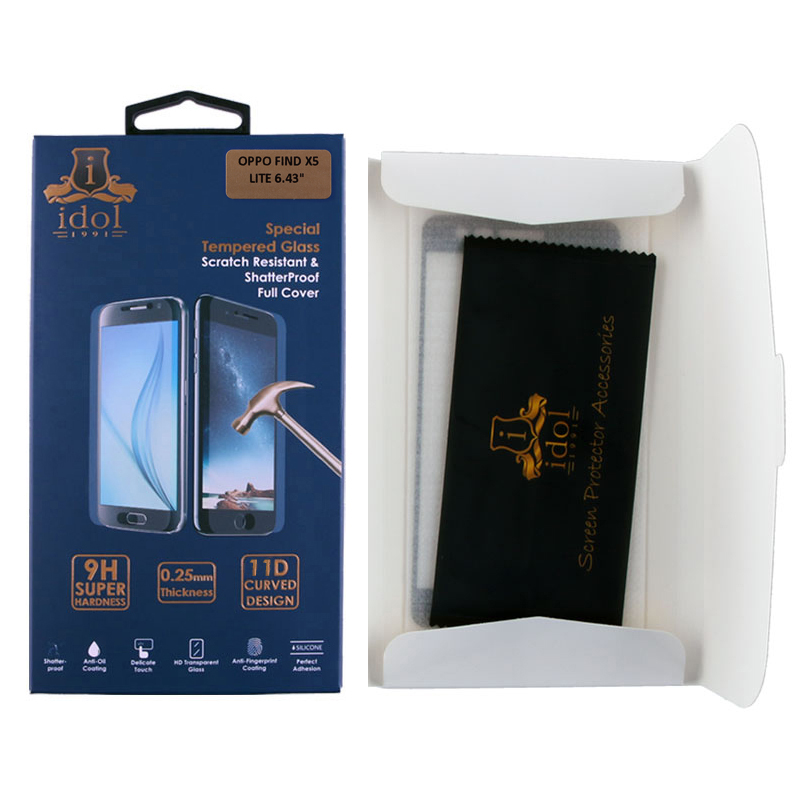 IDOL 1991 SPECIAL TEMPERED GLASS OPPO FIND X5 LITE 6.43in 9H 0.25mm 9D FULL GLUE SEMI CURVED BLACK - Image 3