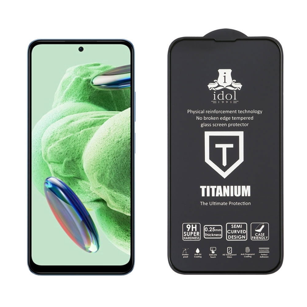 IDOL 1991 TITANIUM TEMPERED GLASS XIAOMI REDMI NOTE 12 4G/NOTE 12 5G 6.67in 9H 0.25mm SEMI CURVED FULL GLUE BLACK - Image 5