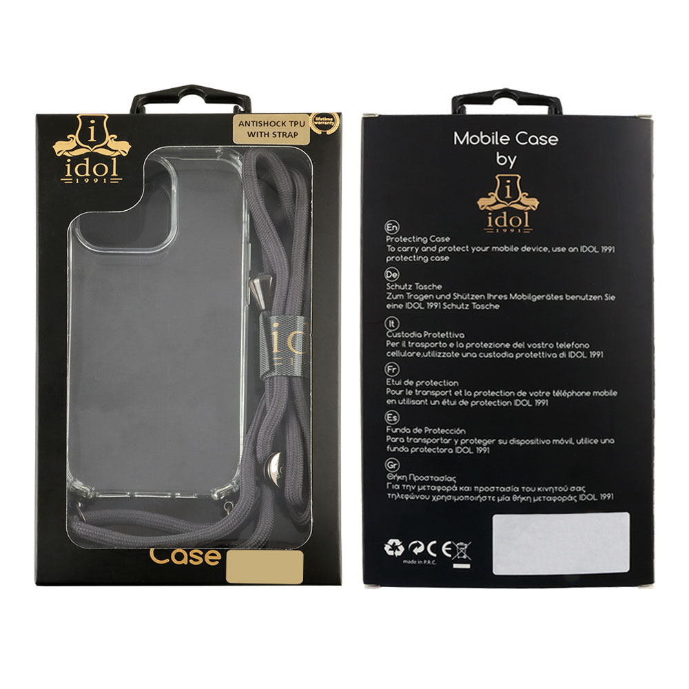 IDOL 1991 ANTISHOCK AIR TPU ΘΗΚΗ IPHONE 15 PRO 6.1in WITH STRAP CAMERA GUARD ΔΙΑΦΑΝΗ - Image 2