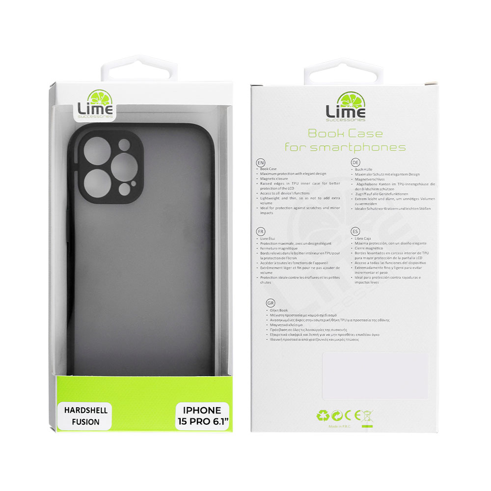 LIME ΘΗΚΗ IPHONE 15 PRO 6.1" HARDSHELL FUSION FULL CAMERA PROTECTION BLACK WITH RED KEYS - Image 2