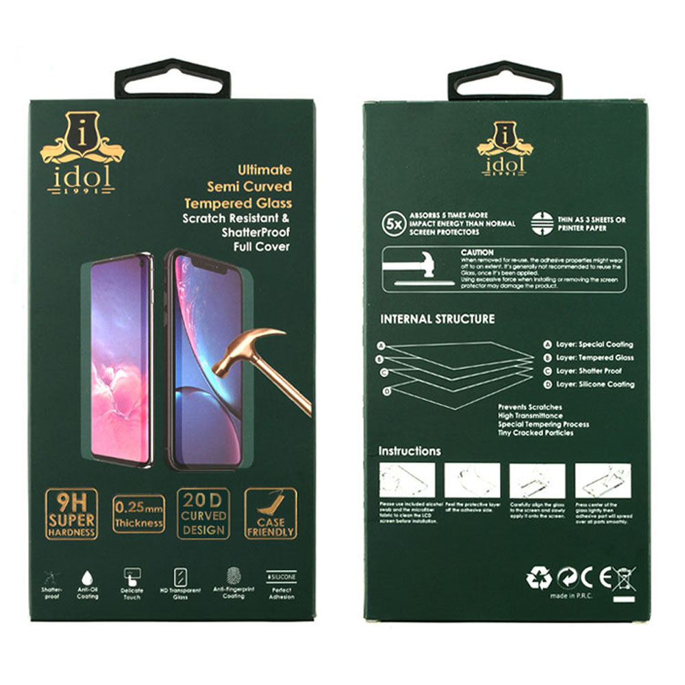 IDOL 1991 SPECIAL TEMPERED GLASS IPHONE 15 PRO 6.1in 9H 0.25mm FULL GLUE SEMI CURVED FULL COVER BLACK - Image 2
