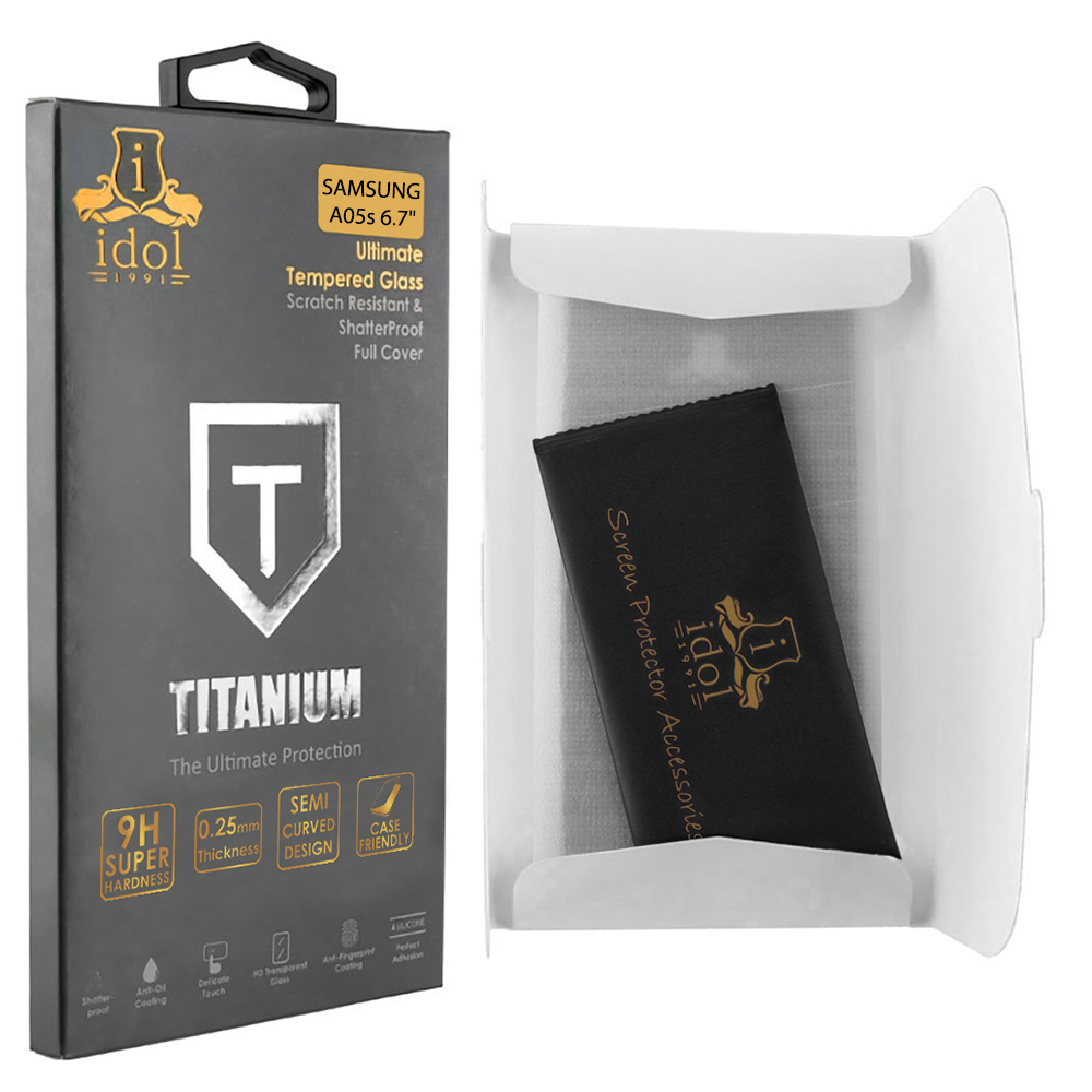 IDOL 1991 TITANIUM TEMPERED GLASS SAMSUNG A05s 4G A057/F14 4G E145 6.7in 9H 0.25mm SEMI CURVED FULL GLUE BLACK - Image 4