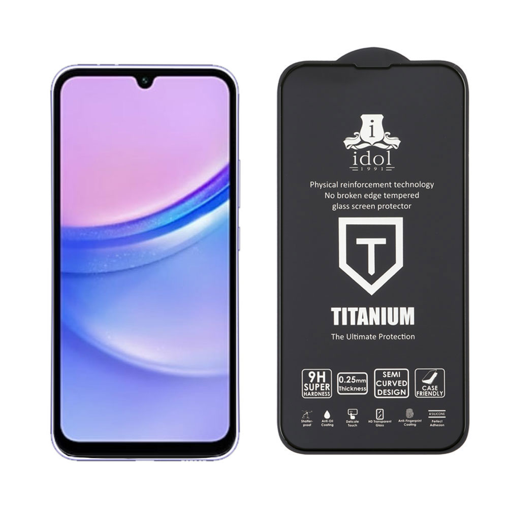 IDOL 1991 TITANIUM TEMPERED GLASS SAMSUNG A15 4G A155/A15 5G A156 6.5in 9H 0.25mm SEMI CURVED FULL GLUE BLACK - Image 5