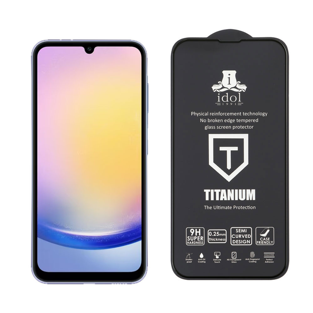 IDOL 1991 TITANIUM TEMPERED GLASS SAMSUNG A25 A256 6.5in 9H 0.25mm SEMI CURVED FULL GLUE BLACK - Image 5