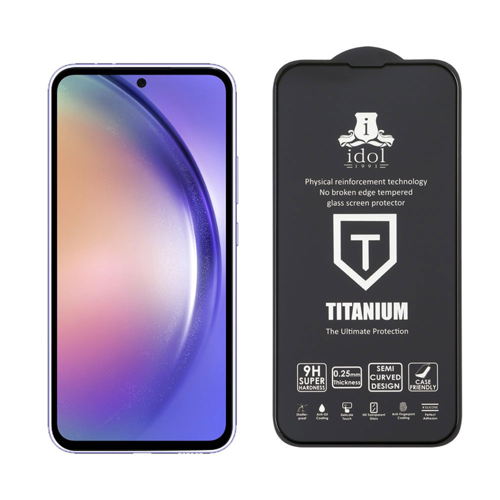 IDOL 1991 TITANIUM TEMPERED GLASS SAMSUNG A55 5G 6.6in 9H 0.25mm SEMI CURVED FULL GLUE BLACK - Image 5