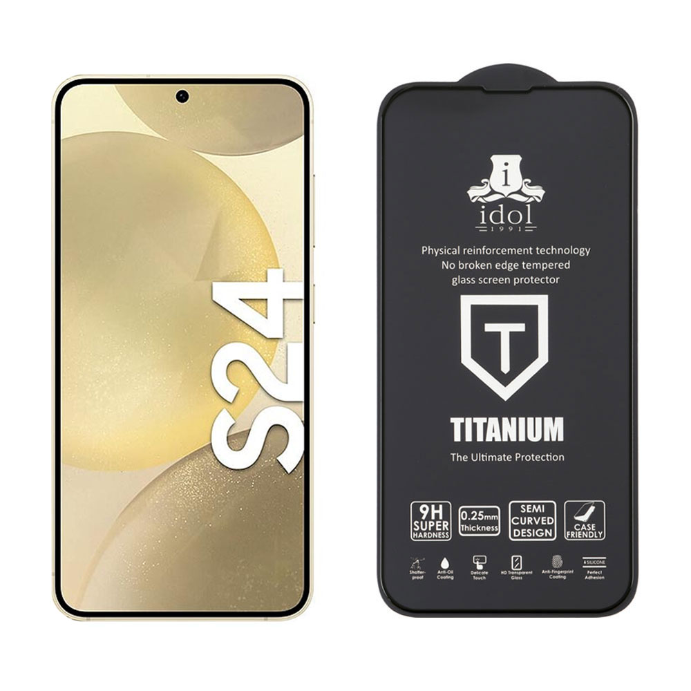 IDOL 1991 TITANIUM TEMPERED GLASS SAMSUNG S24 5G 6.2in 9H 0.2mm SEMI CURVED FINGER UNLOCK FULL GLUE ULTRA THIN BLACK - Image 5