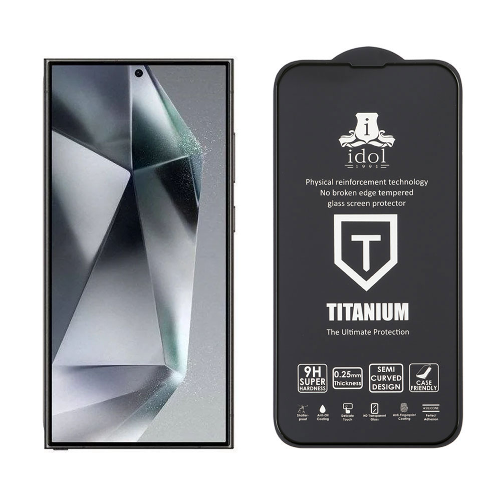 IDOL 1991 TITANIUM TEMPERED GLASS SAMSUNG S24 ULTRA 5G 6.8in 9H 0.2mm SEMI CURVED FINGER UNLOCK FULL GLUE ULTRA THIN BLACK - Image 5