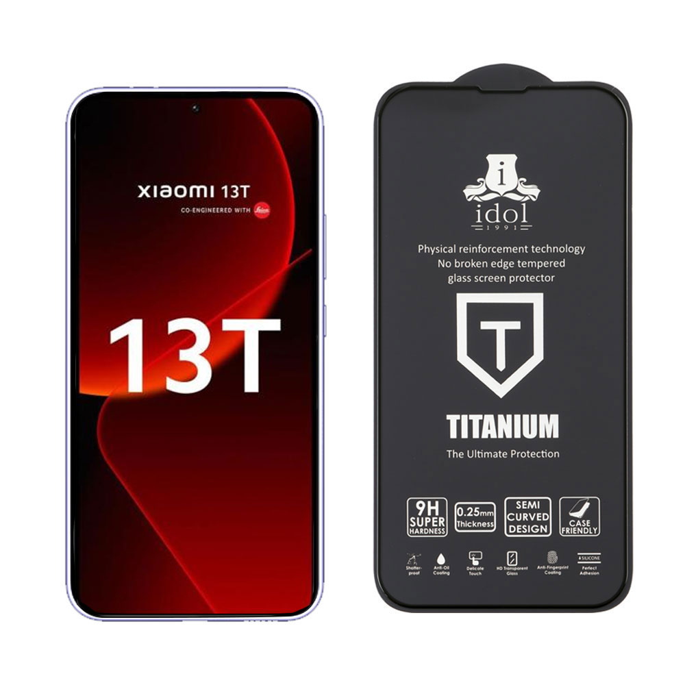 IDOL 1991 TITANIUM TEMPERED GLASS XIAOMI 13T PRO 6.67in 9H 0.25mm SEMI CURVED FULL GLUE BLACK - Image 5