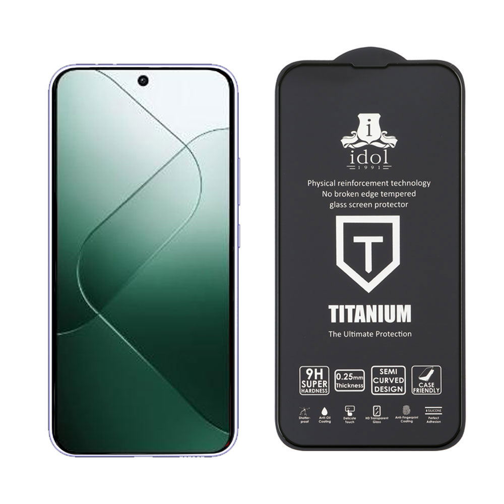 IDOL 1991 TITANIUM TEMPERED GLASS XIAOMI 14 6.36in 9H 0.25mm SEMI CURVED FULL GLUE BLACK - Image 5