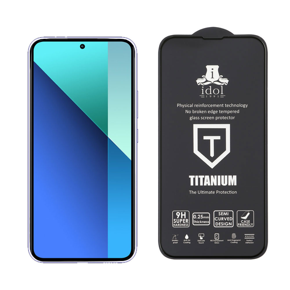 IDOL 1991 TITANIUM TEMPERED GLASS XIAOMI REDMI NOTE 13 4G 6.67in 9H 0.25mm SEMI CURVED FULL GLUE BLACK - Image 5