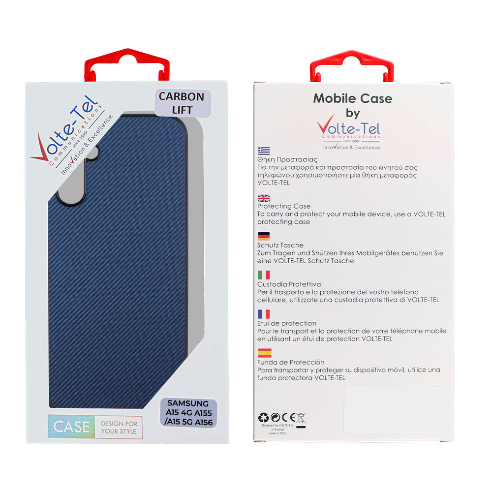 VOLTE-TEL CARBON LIFT ΘΗΚΗ SAMSUNG A15 4G A155/A15 5G A156 6.4in CAMERA GUARD PROTECTION BLUE - Image 2