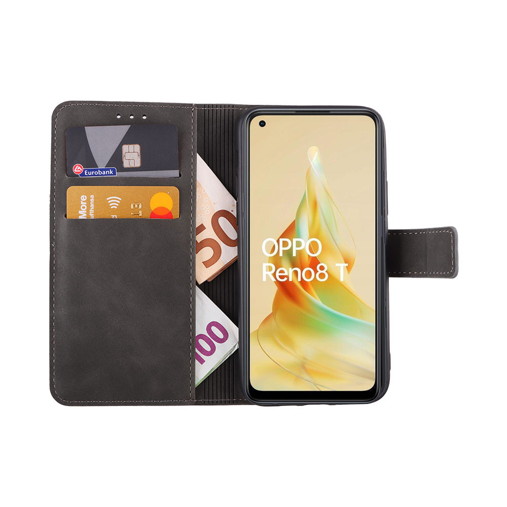 LIME ESSENTIAL ΘΗΚΗ OPPO RENO 8T 4G 6.43in MAGNET BOOK STAND CLIP GREY - Image 5