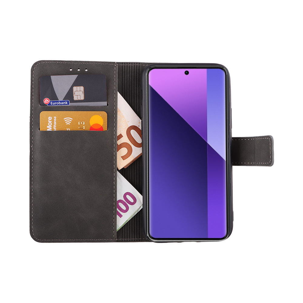 LIME ESSENTIAL ΘΗΚΗ XIAOMI REDMI NOTE 13 PRO PLUS 5G 6.67in MAGNET BOOK STAND CLIP GREY - Image 5