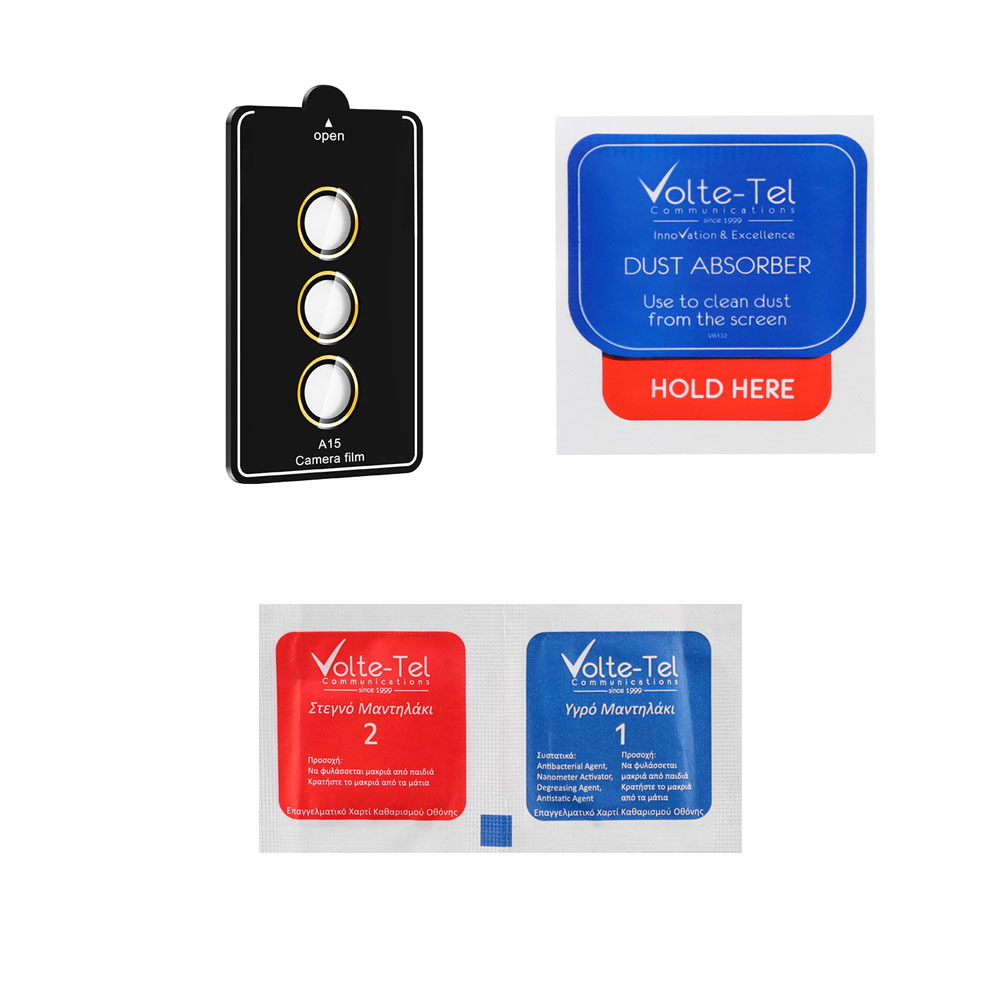 VOLTE-TEL CAMERA GLASS COVER SAMSUNG A15 4G A155/A15 5G A157 6.4in 9H 0.30MM EASY APPLICATION GOLD - Image 3