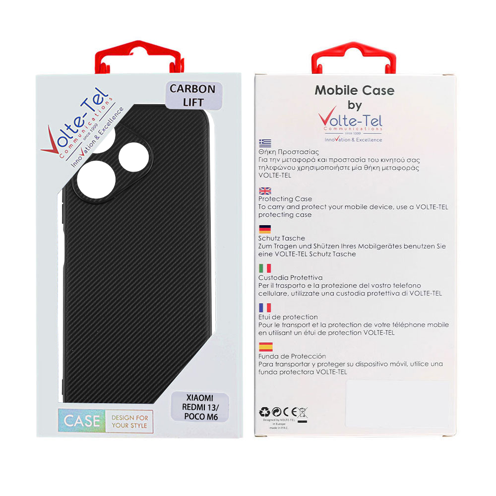 VOLTE-TEL CARBON LIFT ΘΗΚΗ XIAOMI REDMI 13/POCO M6 4G 6,79in FULL CAMERA PROTECTION BLACK - Image 2