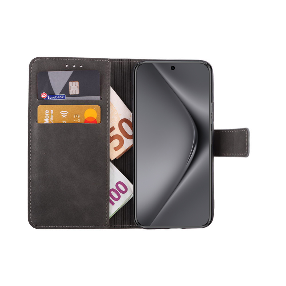 LIME ESSENTIAL ΘΗΚΗ HUAWEI PURA 70 PRO 6.8in MAGNET BOOK STAND CLIP GREY - Image 5