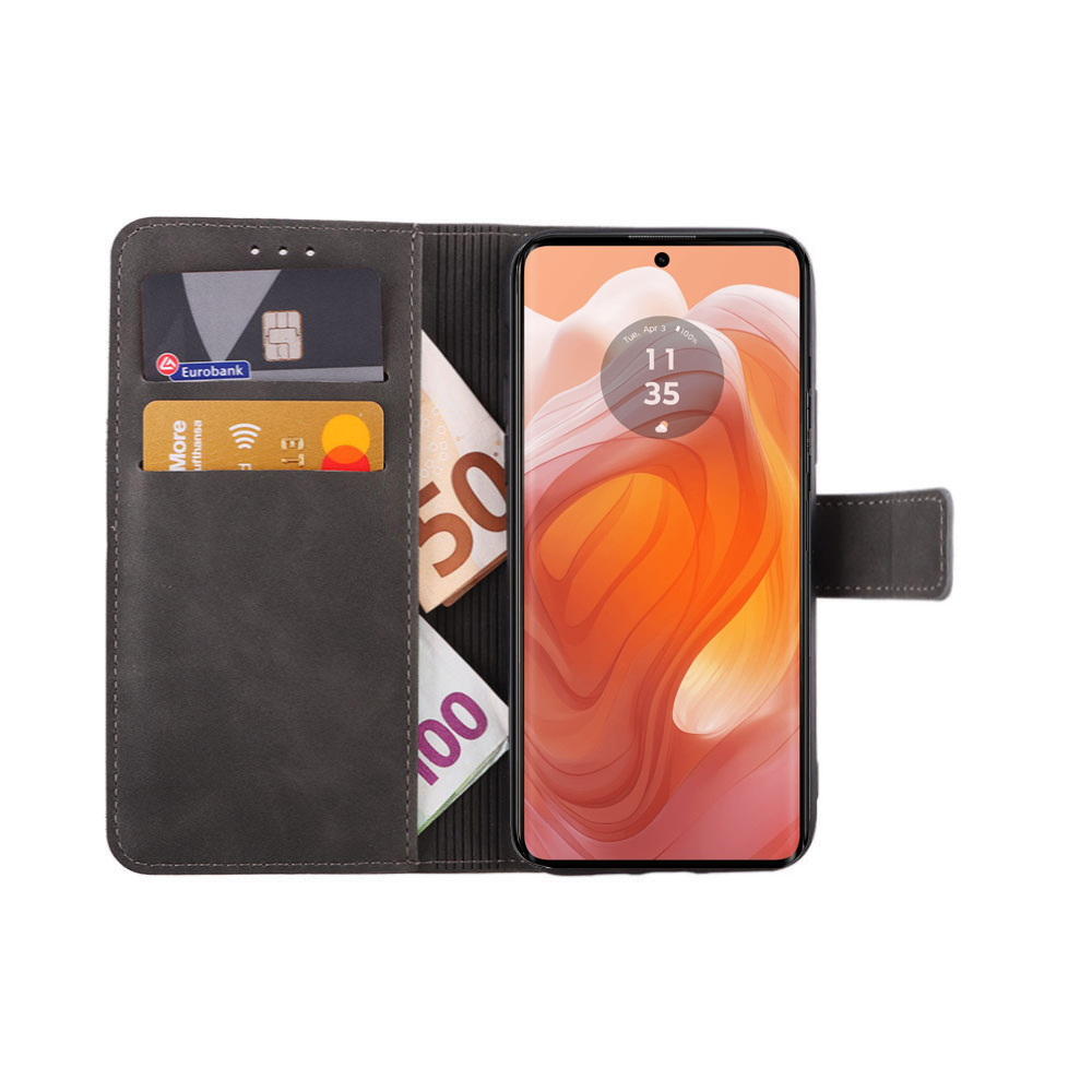 LIME ESSENTIAL ΘΗΚΗ MOTOROLA MOTO EDGE 50 ULTRA XT2401-1 6.7in MAGNET BOOK STAND CLIP GREY - Image 5