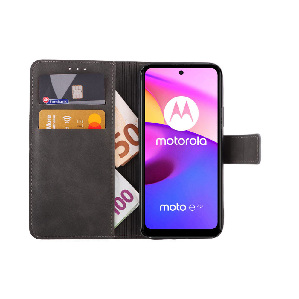 LIME ESSENTIAL ΘΗΚΗ MOTOROLA MOTO E40 XT2159-9 6.5in MAGNET BOOK STAND CLIP GREY - Image 5