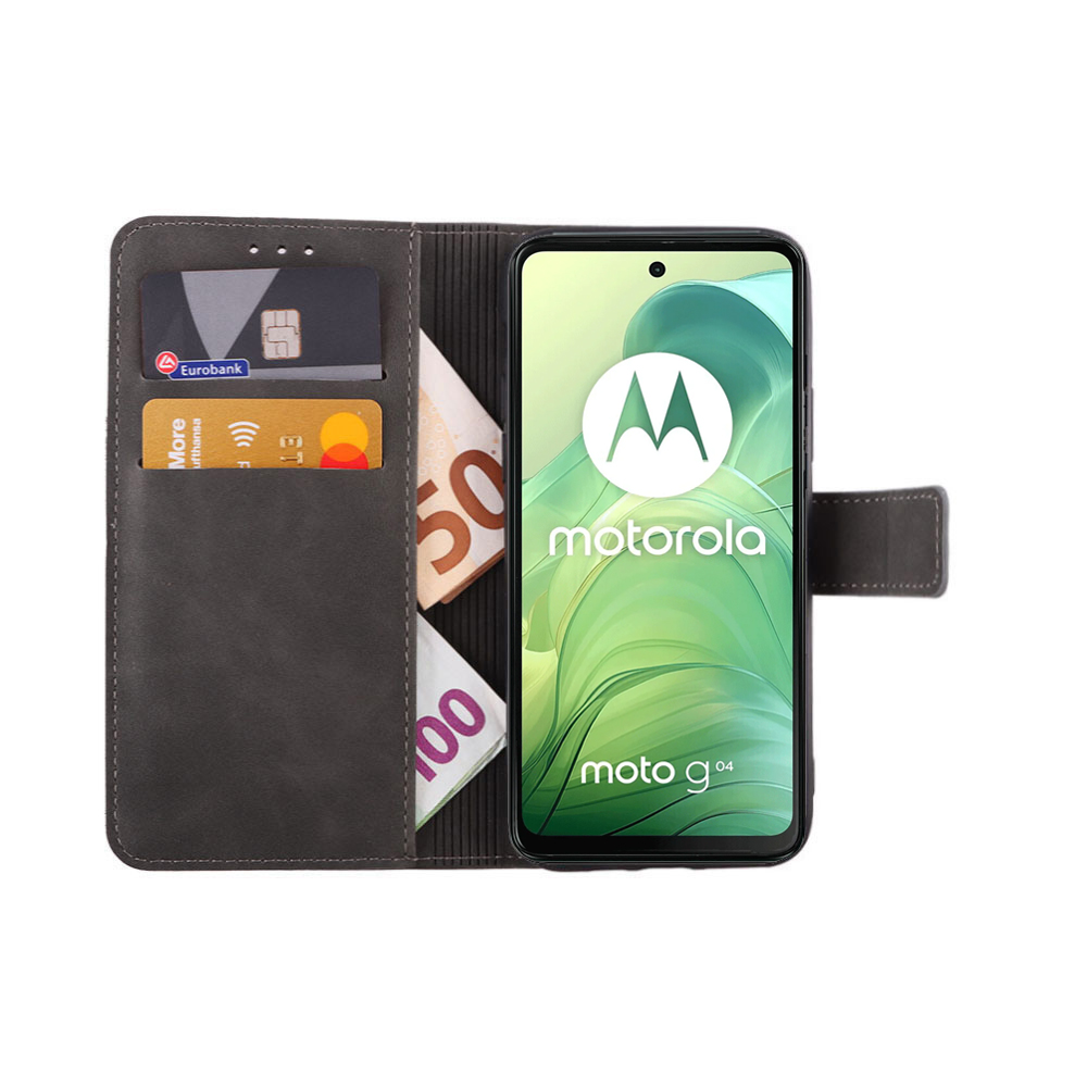 LIME ESSENTIAL ΘΗΚΗ MOTOROLA MOTO G04/MOTO G24/MOTO G04s 6.56in MAGNET BOOK STAND CLIP GREY - Image 5