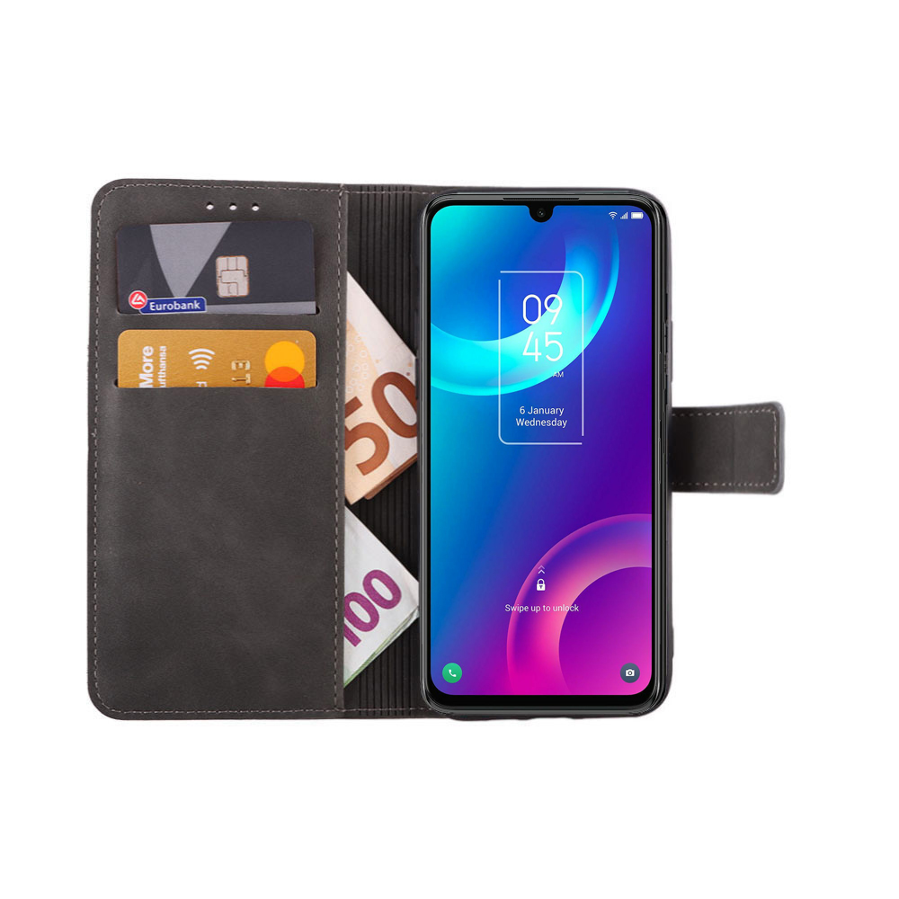 LIME ESSENTIAL ΘΗΚΗ TCL 30/30 5G/30+ 6.7in MAGNET BOOK STAND CLIP GREY - Image 5
