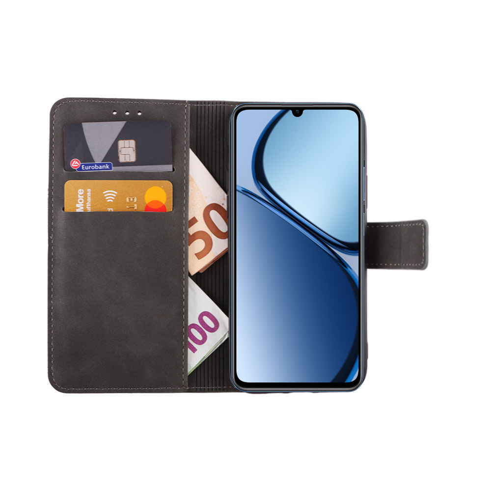 LIME ESSENTIAL ΘΗΚΗ REALME C63 4G 6.74in MAGNET BOOK STAND CLIP GREY - Image 5