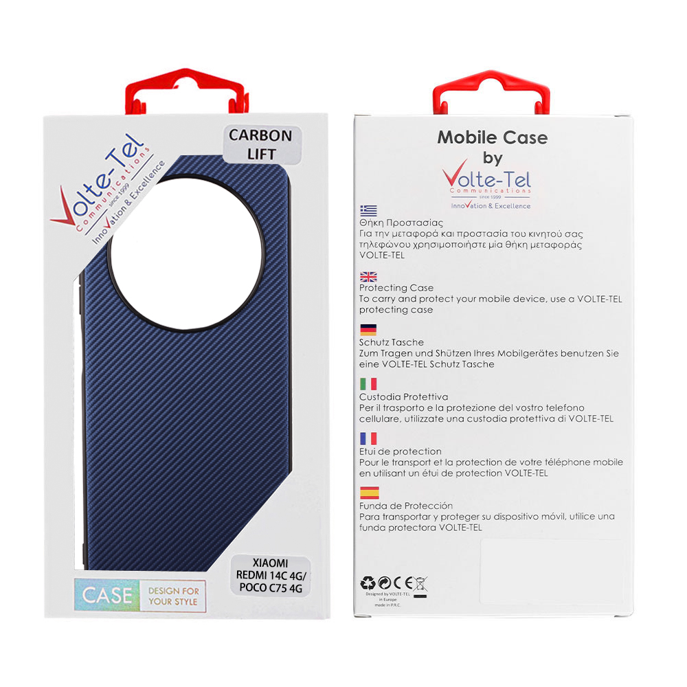 VOLTE-TEL CARBON LIFT ΘΗΚΗ XIAOMI REDMI 14C/ REDMI A4/ POCO C75 6.88in CAMERA GUARD BLUE - Image 2