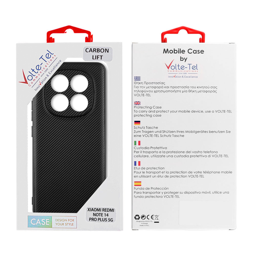 VOLTE-TEL CARBON LIFT ΘΗΚΗ XIAOMI REDMI NOTE 14 PRO PLUS 5G 6.67in FULL CAMERA PROTECTION BLACK - Image 2