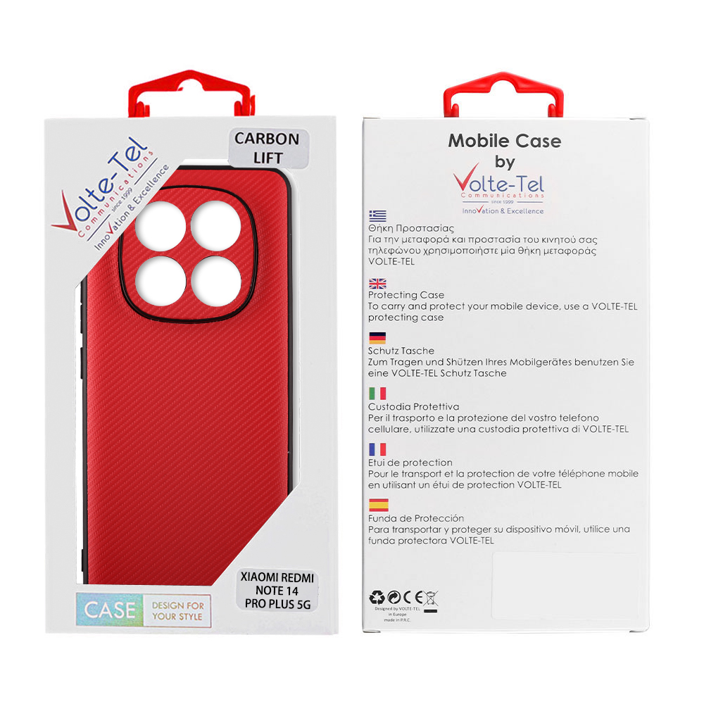 VOLTE-TEL CARBON LIFT ΘΗΚΗ XIAOMI REDMI NOTE 14 PRO PLUS 5G 6.67in FULL CAMERA PROTECTION RED - Image 2