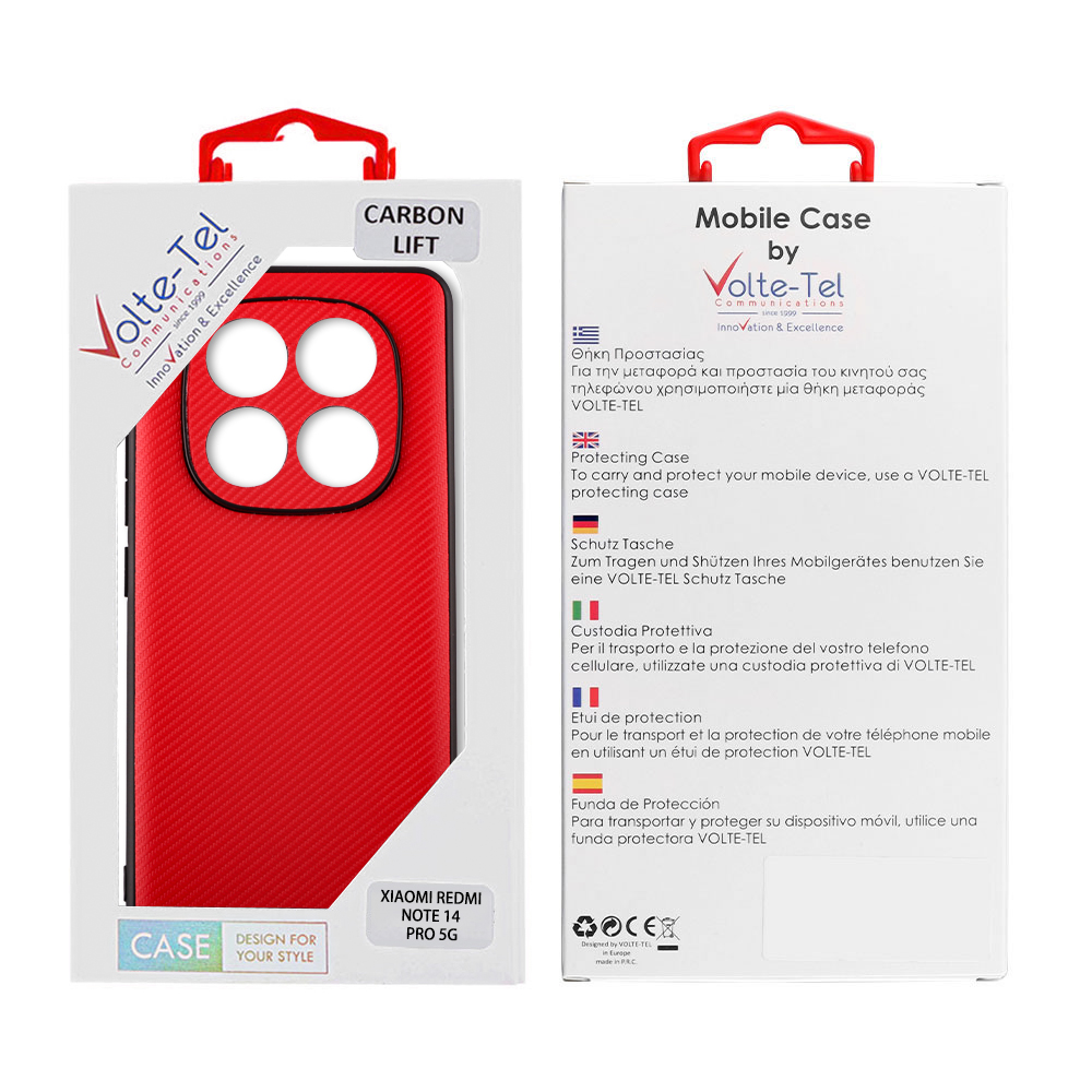 VOLTE-TEL CARBON LIFT ΘΗΚΗ XIAOMI REDMI NOTE 14 PRO 5G/POCO X7 6.67in FULL CAMERA PROTECTION RED - Image 2