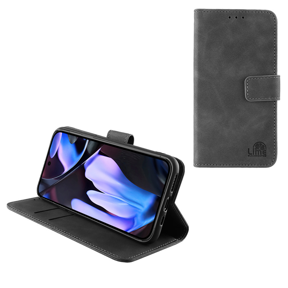 LIME ESSENTIAL ΘΗΚΗ GOOGLE PIXEL 9 PRO XL 5G 6.8in MAGNET BOOK STAND CLIP GREY