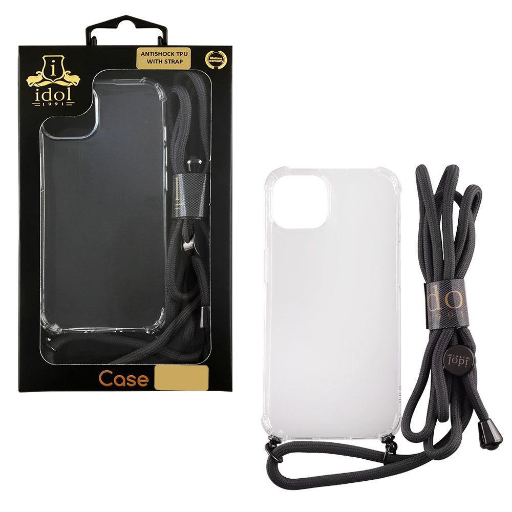 IDOL 1991 ANTISHOCK AIR TPU ΘΗΚΗ IPHONE 15 PLUS 6.7in WITH STRAP CAMERA GUARD ΔΙΑΦΑΝΗ