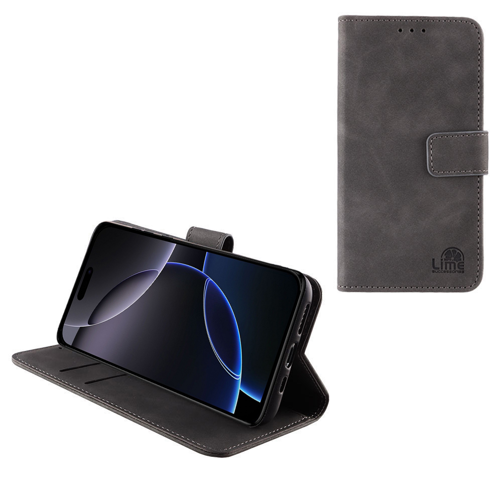LIME ESSENTIAL ΘΗΚΗ IPHONE 16 PRO MAX 6.9in MAGNET BOOK STAND CLIP GREY