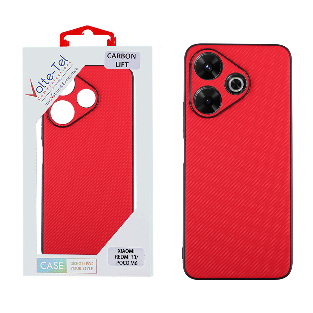 VOLTE-TEL CARBON LIFT ΘΗΚΗ XIAOMI REDMI 13/ POCO M6 4G 6,79in FULL CAMERA PROTECTION RED