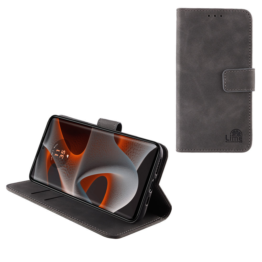 LIME ESSENTIAL ΘΗΚΗ MOTOROLA MOTO EDGE 50 PRO XT2403-2 6.7in MAGNET BOOK STAND CLIP GREY