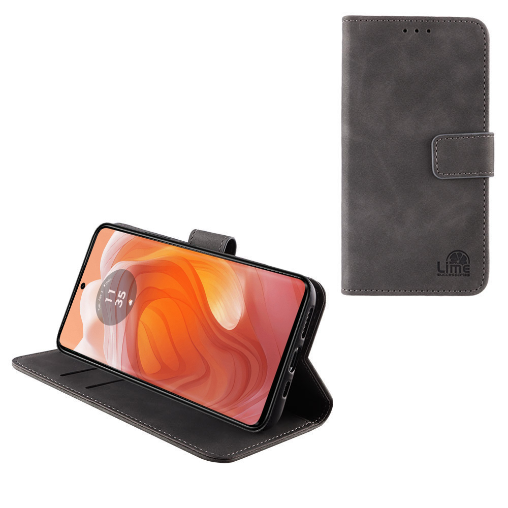 LIME ESSENTIAL ΘΗΚΗ MOTOROLA MOTO EDGE 50 ULTRA XT2401-1 6.7in MAGNET BOOK STAND CLIP GREY
