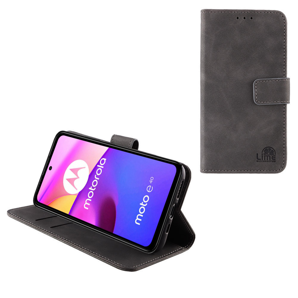 LIME ESSENTIAL ΘΗΚΗ MOTOROLA MOTO E40 XT2159-9 6.5in MAGNET BOOK STAND CLIP GREY