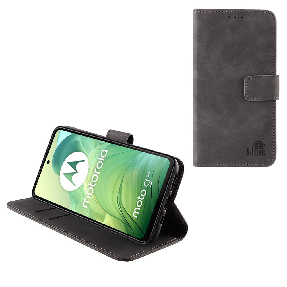 LIME ESSENTIAL ΘΗΚΗ MOTOROLA MOTO G04/MOTO G24/MOTO G04s 6.56in MAGNET BOOK STAND CLIP GREY