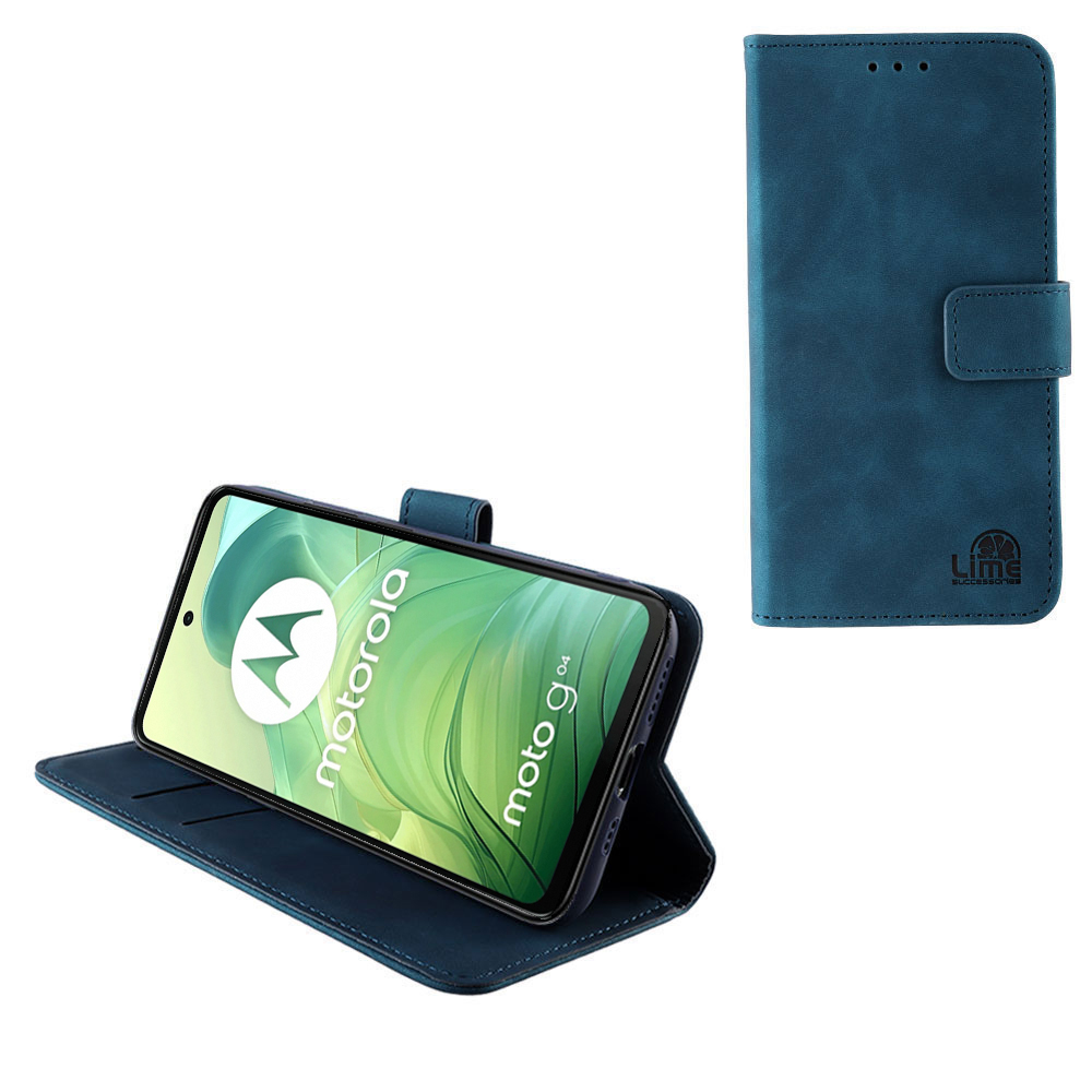 LIME ESSENTIAL ΘΗΚΗ MOTOROLA MOTO G04/MOTO G24/MOTO G04s 6.56in MAGNET BOOK STAND CLIP DARK BLUE